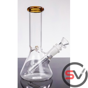 COLOR RIM GLASS BEAKER WATER PIPE 8inch